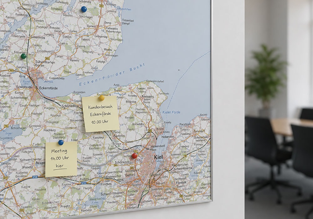 Magnetwandkarte für Unternehmen Magnetwandkarte für Unternehmen mit Magneten zur professionellen Planung und Visualisierung
