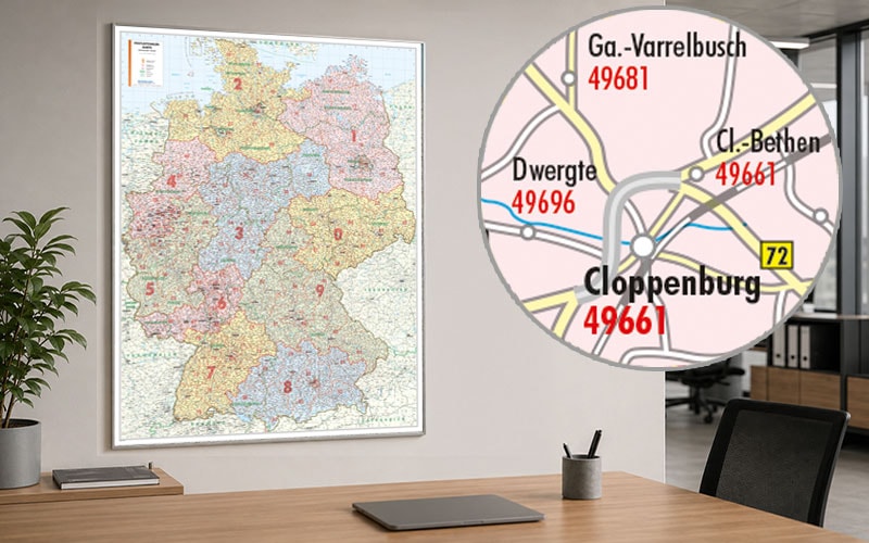Deutschland Postleitzahlenkarte für Unternehmen Deutschland Postleitzahlenkarte für Unternehmen zur Planung von Vertriebsgebieten und Servicebereichen