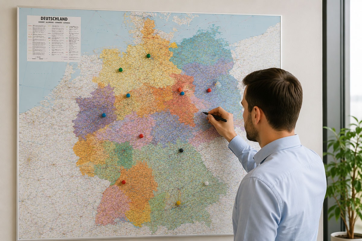 Deutschlandkarte zur Planung von Vertriebsgebieten in Unternehmen