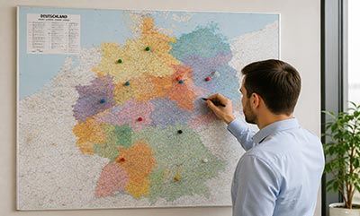 Landkarten für Unternehmen für Vertrieb, Logistik und Büroplanung