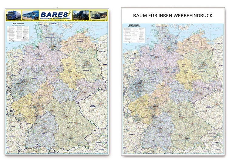 Wandkarte Deutschland mit Werbeeindruck und Logo Wandkarte Deutschland mit Werbeeindruck und Logo