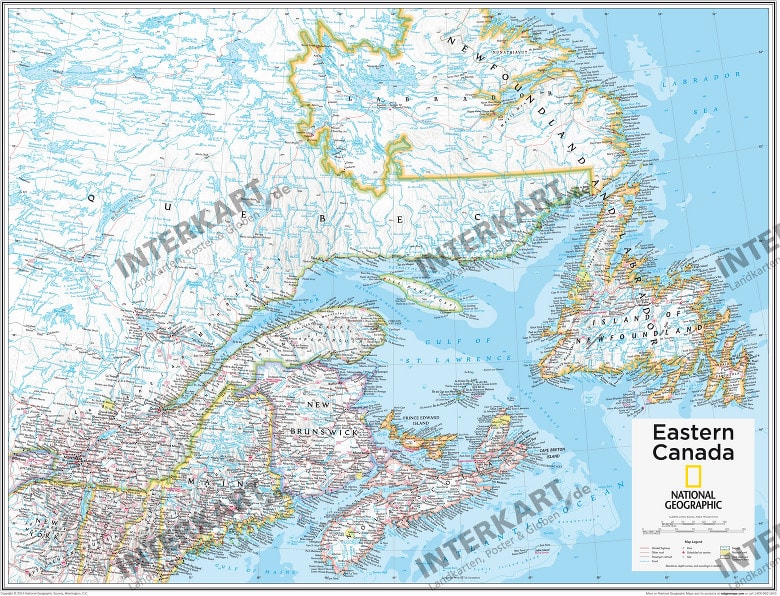 NGS Eastern Canada Wall Map
