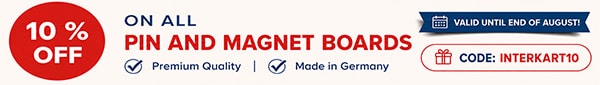 10% Discount on Pin and Magnet Boards 10% discount on all pin and magnet boards – premium quality, made in Germany, use code INTERKART10, valid until the end of August.